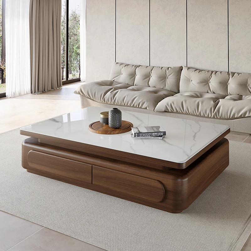 

New Chinese style ancient style walnut wood grain surface coffee table simple modern small apartment living room TV cabinet coff