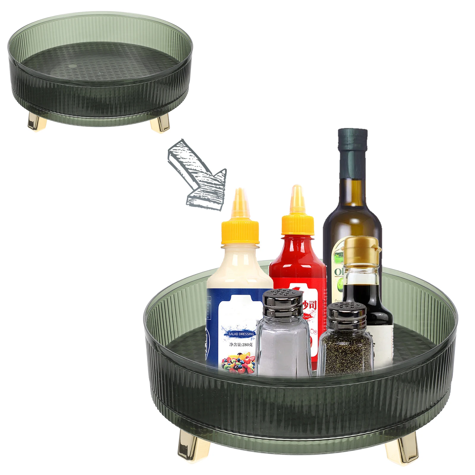 

360 Degree Rotating Turntable Organizer Spice Rack Tray Storage Cabinet Holder Kitchen Countertop Makeup Organizer