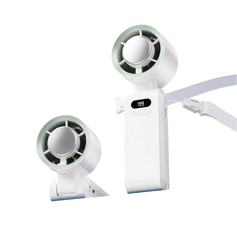 

Компактный вентилятор с цифровым дисплеем скорости. 199-скоростная кнопка охлаждения. Складная конструкция с подвеской на шее и вариантами настольного компьютера.