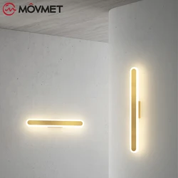 Postmodern LED Wall Lamp Mirror Headlight Long Strip Acrylic Aluminum Aisle Bedroom Stair Bathroom Bedside Lamp 3 Color Light