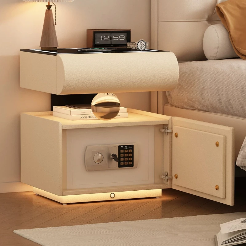 Storage Secret Bedside Tables Petite Safes Glossy Modern Night Stand White Wood Muebles Para Dormitorio Furniture Bedroom