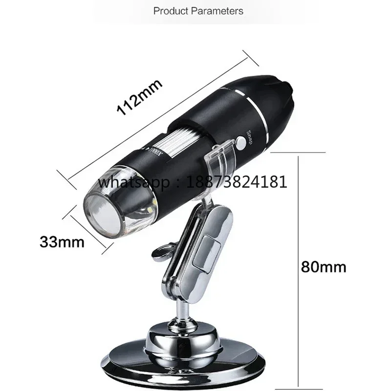 USB Mini Digital Microscope LED Light Source 1600x Magnification Monocular Optical Stereo Video Microscope fast shipping