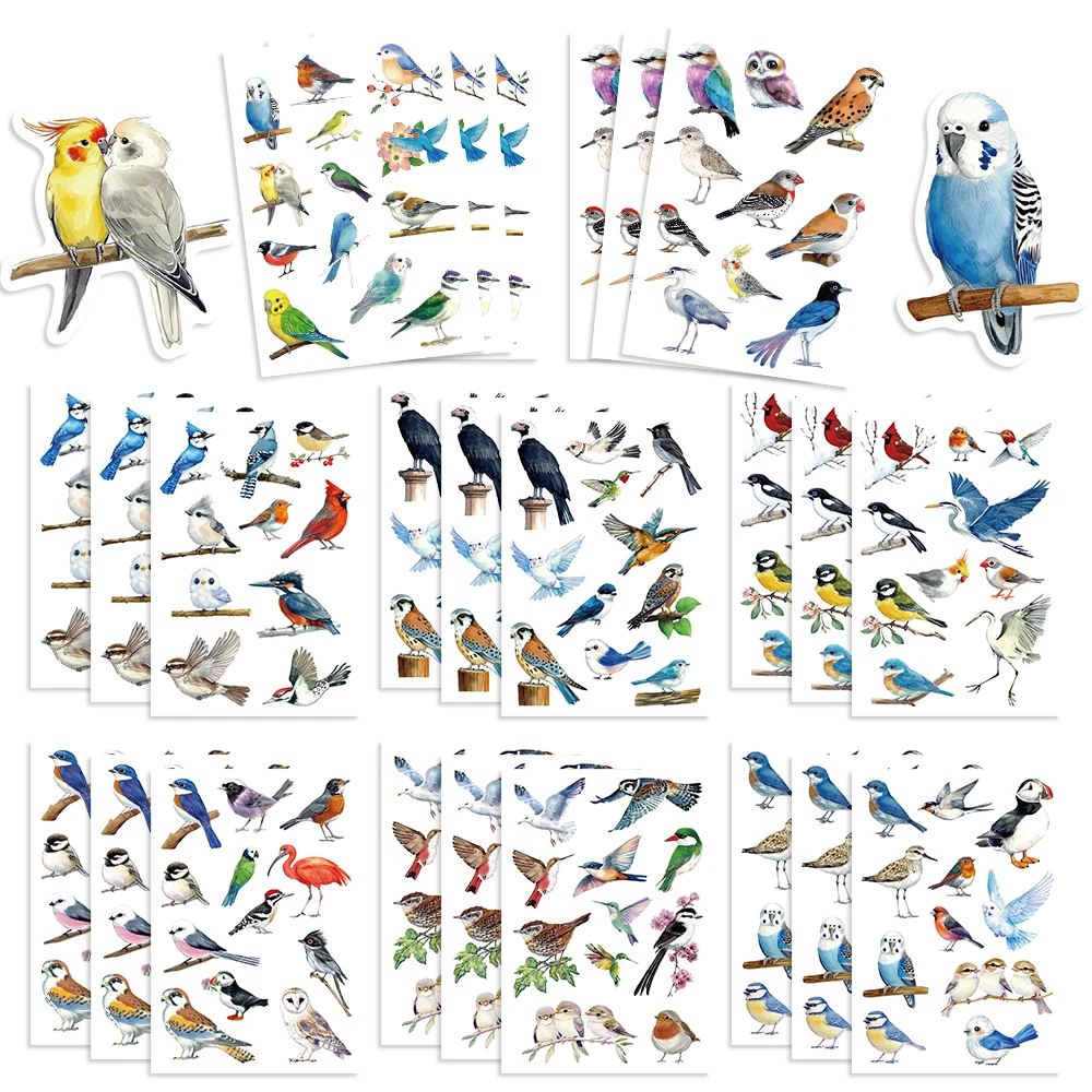 8/16/24Pcs Birds Children DIY Puzzle Sticker Animals Make A Face Funny Assemble Jigsaw Stickers Educational Toys