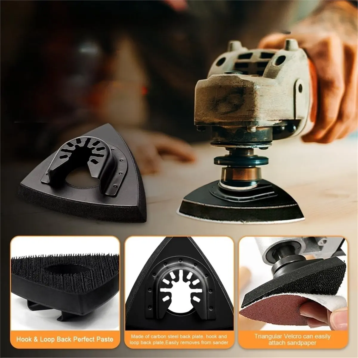 100 Pcs Triangle Sanding Pads, 80mm, 120 Grit Hook and Loop, Detail Sander Compatible