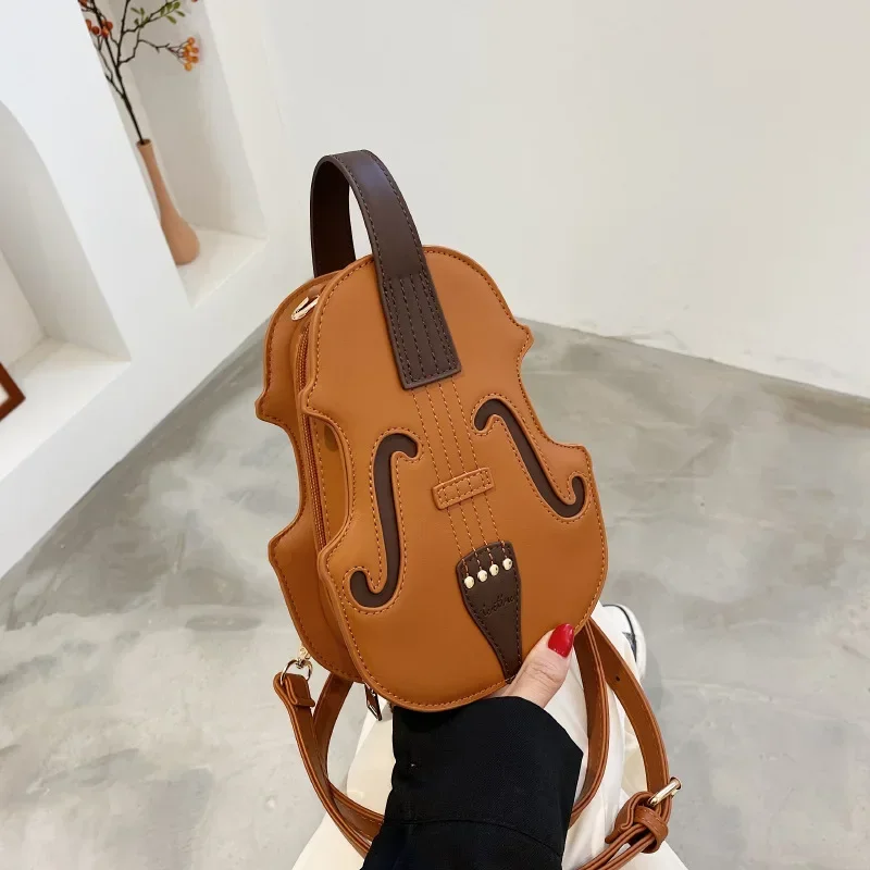 Bolso cruzado de cuero PU para mujer, Mochila pequeña, diseño de lujo, bolso de hombro de moda, violín creativo