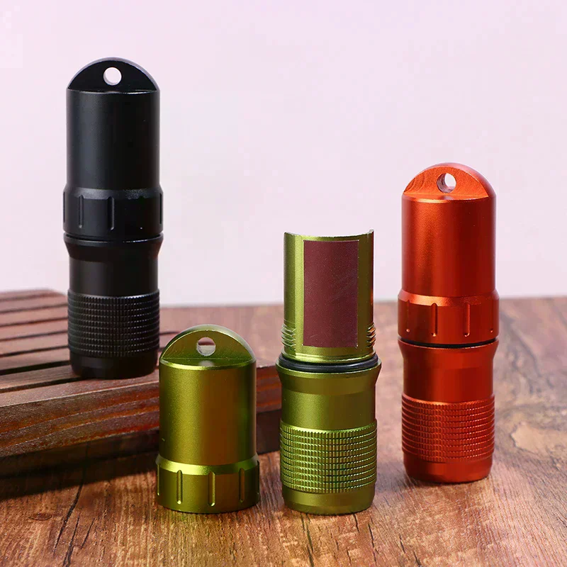 Pill Case Waterproof EDC Container Capsule Airtight Aluminum Alloy Pill Bottle Keychain Travel Pill Holder Organsizer Portable