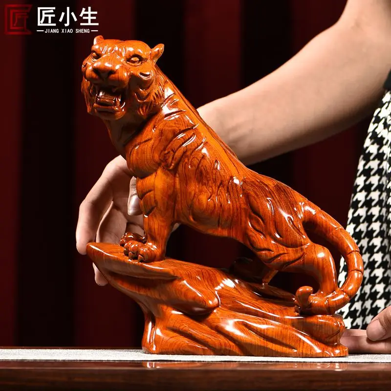 

Tiger Wood Carving Ornaments Solid Wood Carving Animal Zodiac Home Chinese Style Living Room Study Office Craft Gift