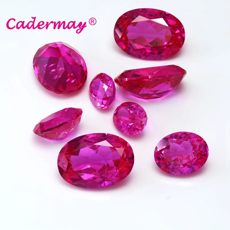 CADERMAY Oval Shape Rose Pink Lab Grown Ruby Loose Stones With Inclusions With AGL Certificate For Customized Fine Jewelry