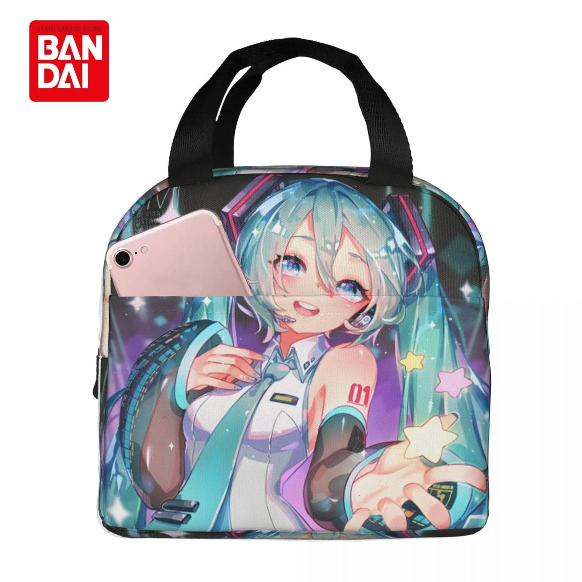 Hatsune Miku Weak Voice Insulated Lunch Bag for School Kids Office Sac Lunch Portable Thermal Cooler Lunch Box Handbag Gift