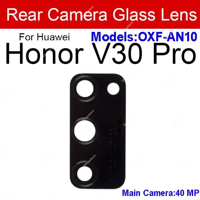 Rear Back Camera Glass Lens With Sticker For Huawei Honor View V8 V9 Play V10 V20 V30 V30Pro V40 Light Luxury Edition 5G