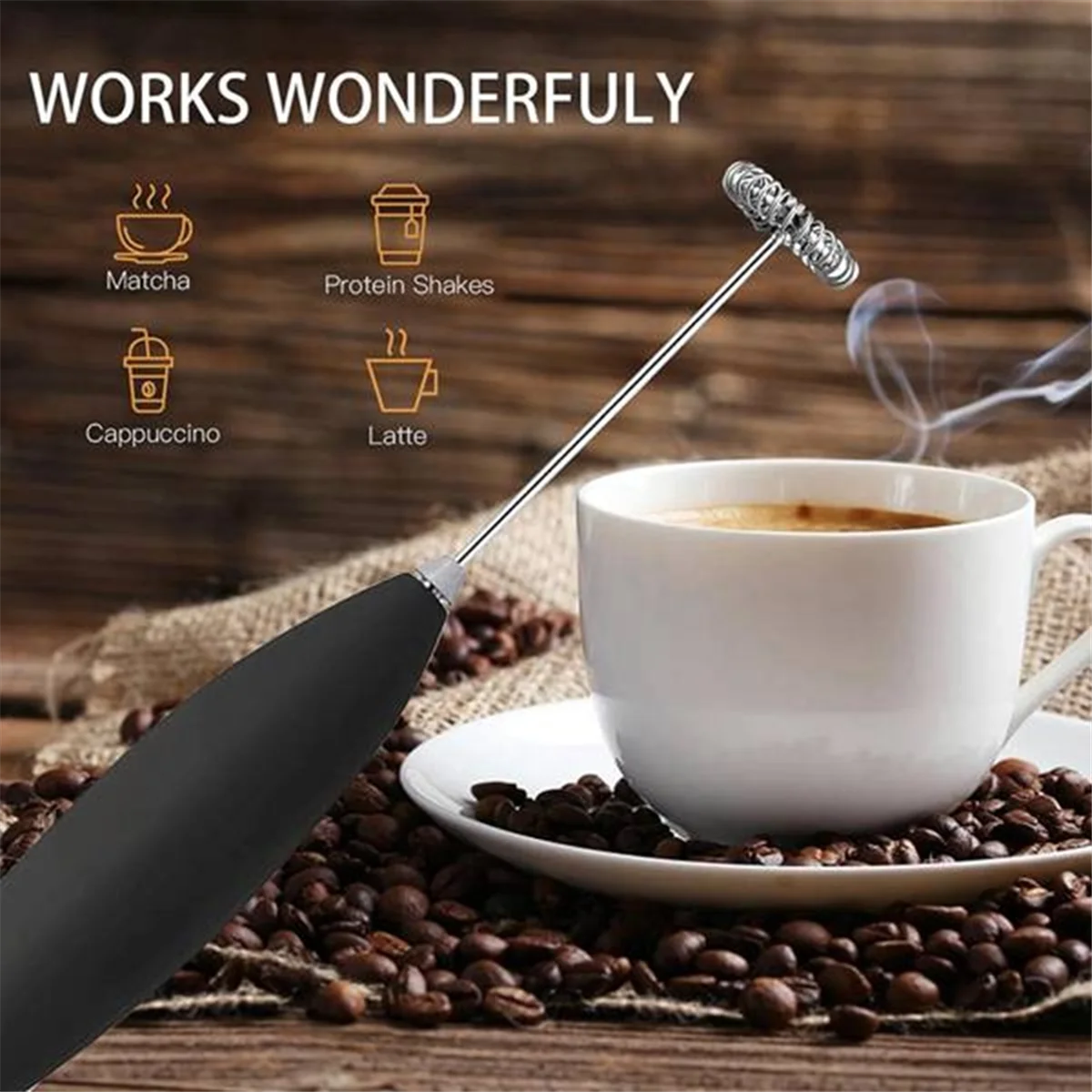 Milk Frother Hand Mixer Stainless Steel Electric Matchas Whisk Handheld Mixer with Stand for Coffee Greens Protein &More