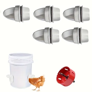 دجاج المغذي الدواجن المغذي DIY المطر تغذية الباب كيت لخزان دلو براميل صناديق الجاذبية تغذية كيت أحواض أعلى 6 مبيعات لتغذية الدجاج - رقم 5