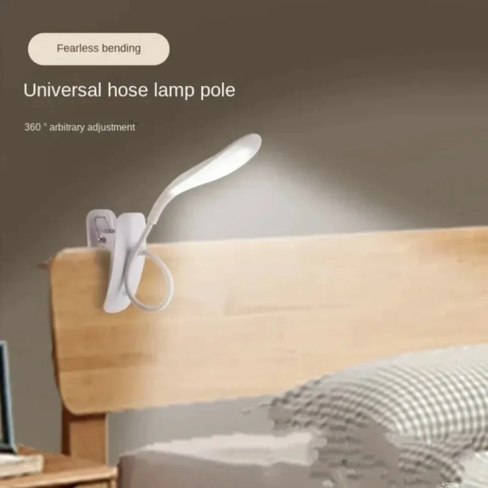 LED Clip On Reading Lamp 360° Adjustable Flexible Hose Dimmable Eye Protection For Bedside Study Desk Reading Light Accessory