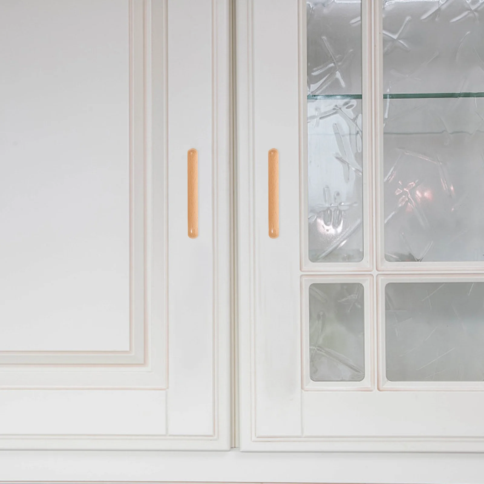 

8Pcs Beech Wood Door Handles Sturdy Retro Design Furniture Pulls Replacement Accessory for Kitchen Cabinets Drawers Wardrobes