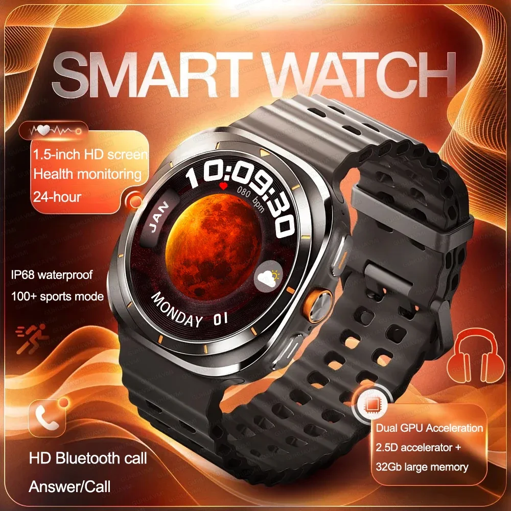 

New Watch7 Ultra Smart Watch 1.50'' AMOLED Display Built-in 32Gb Music Video Storage BT Voice Call NFC Smartwatch For Men Sports