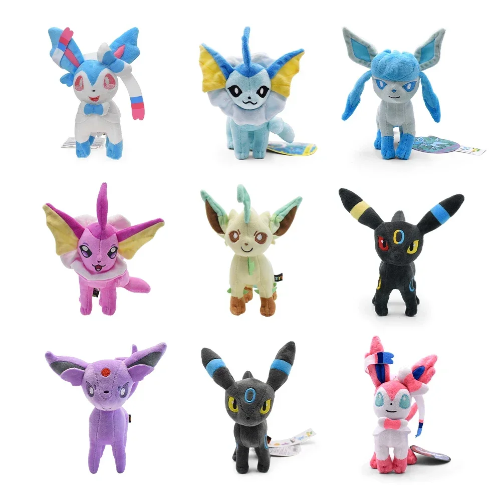 Leafeon Vaporeon Glaceon Sylveon Espeon Umbreon Vaporeon Sylveon juguete de peluche Animal relleno coleccionable peluches suaves muñeca de dibujos animados
