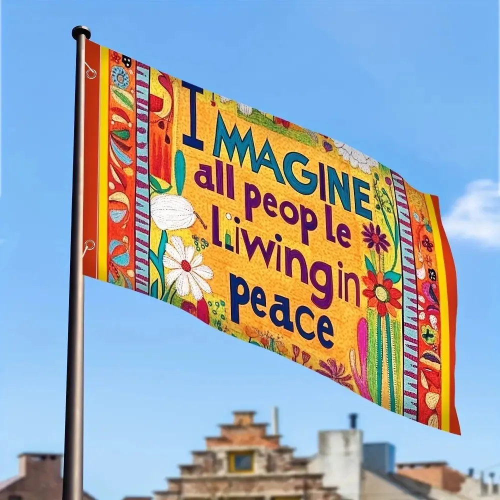 Peace Message Garden Flag Vibrant Floral Design Weather-Resistant Polyester Yard Decor