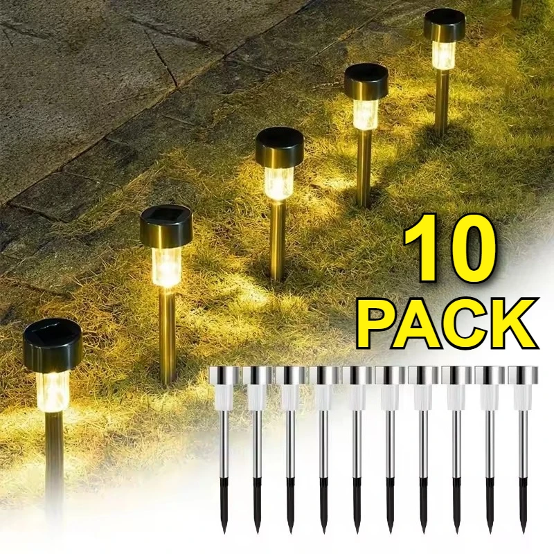 Confezione da 10 luci solari per percorsi Luci da giardino paesaggistiche per esterni Luci da giardino impermeabili per la decorazione della villa del cortile del marciapiede