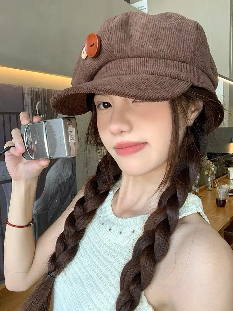 قبعة Instagram المؤثرة للسيدات صيفية رفيعة بتصميم بريطاني قديم باللون الأسود، وقبعة برعم صغيرة ملفتة للنظر