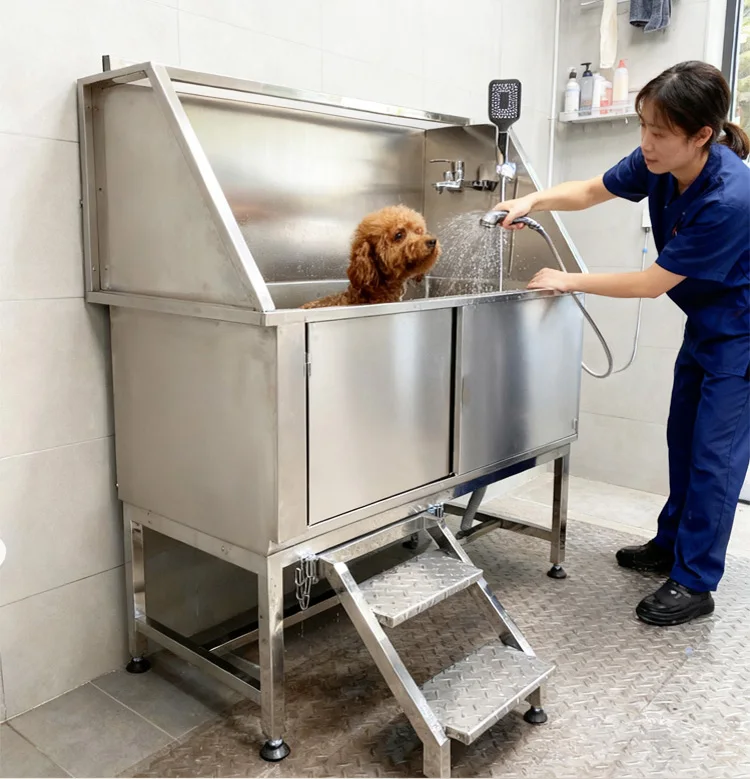 

Роскошная ванна для ухода за домашними животными из нержавеющей стали, экологически чистая станция для ванны для собак с дверью, подходит для использования в ванной комнате.