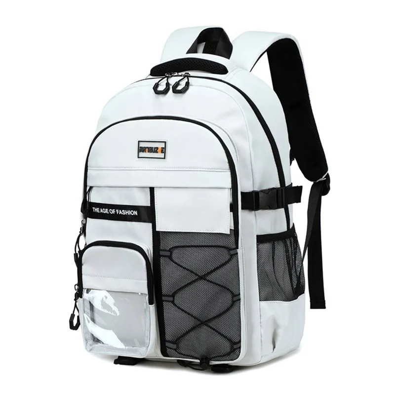 Fashion Men Backpack Middle School Students School Bag Sports Leisure Two-shoulder Bag Large Capacity Waterproof Travel Rucksack