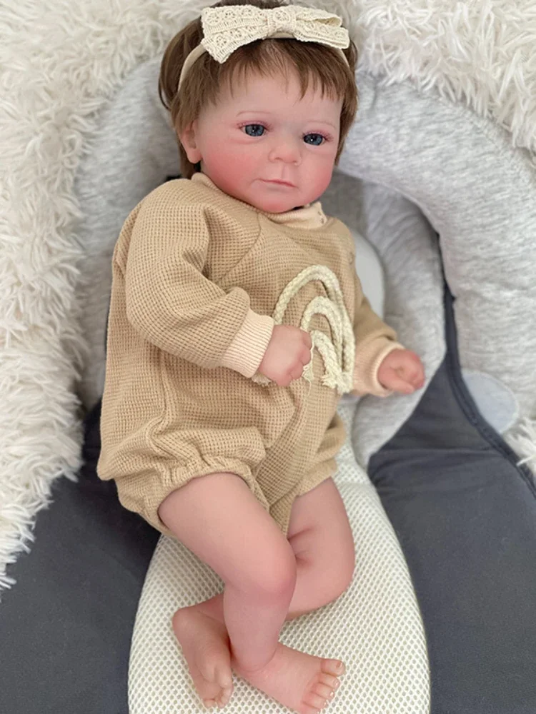 

45CM Complete Finished Doll Reborn Baby Felicia Soft Body Baby Girls Handmade Lifelike Newborn Baby Doll 3D Skin Visible Veins