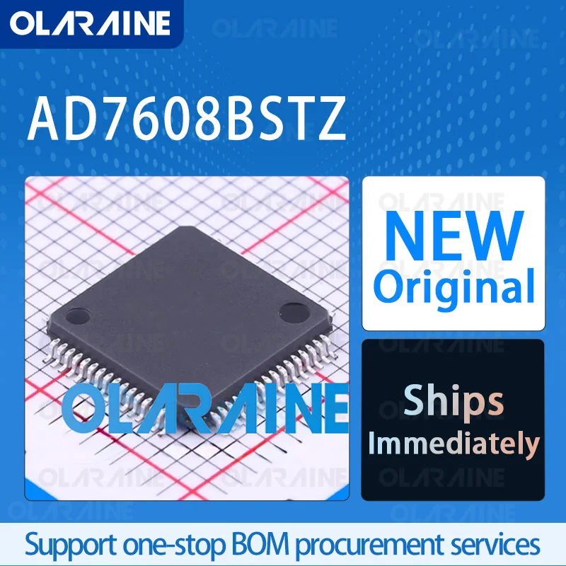

1/5/10Pcs AD7608BSTZ LQFP-64 original ic chip Analog-to-digital converters-ADCs 8 Channel Parallel, SPI Sampling ratio 200 kS/s