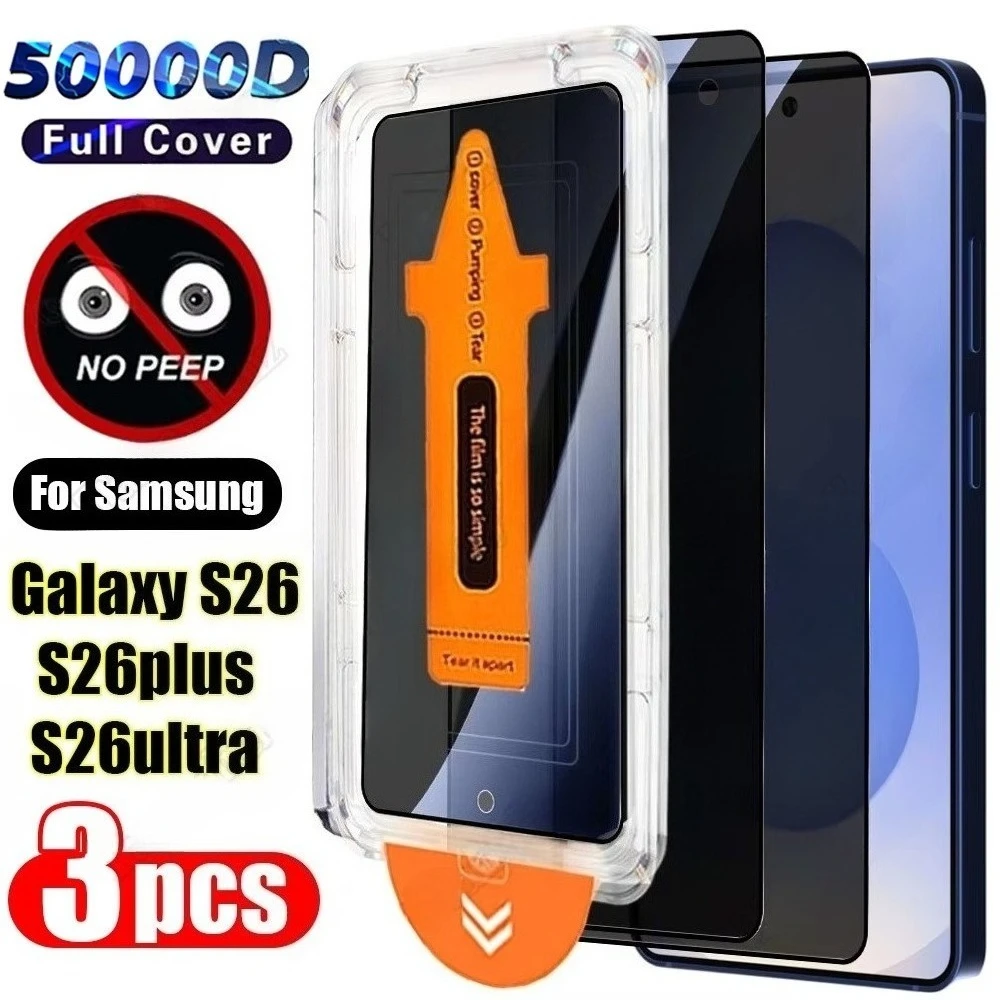 

3 шт. Защитное стекло для полного покрытия экрана с функцией конфиденциальности для Samsung Galaxy S26 S25 S24 Ultra S23 S22 S21 Plus S24 S25 FE, установка в один клик