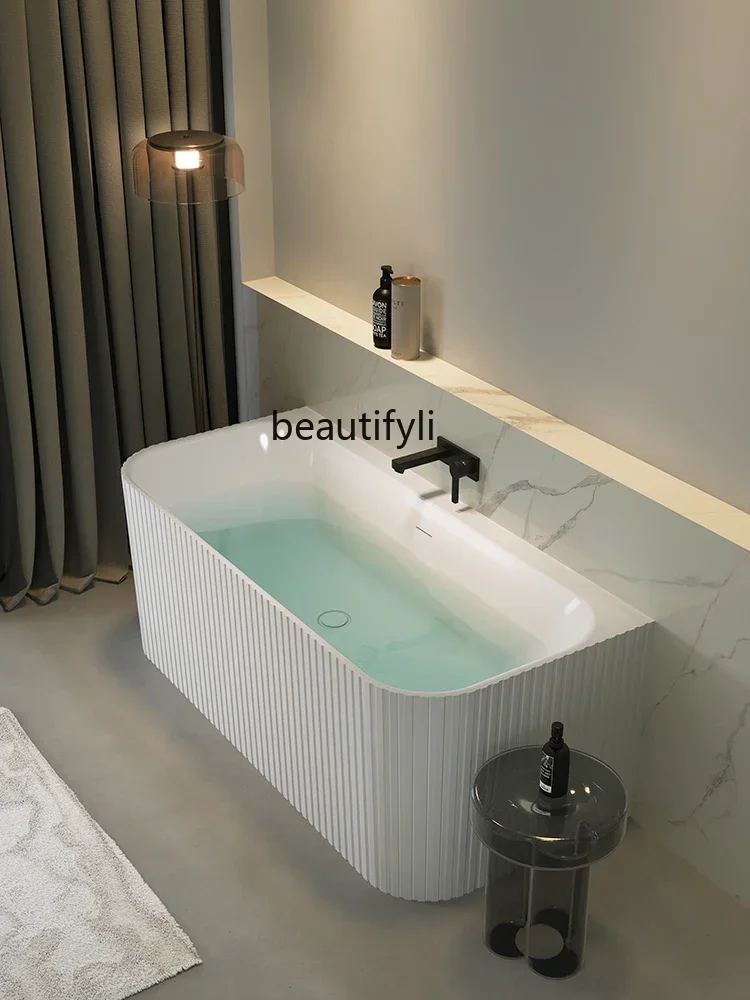 

Bathroom acrylic bright bathtub household small apartment hotel B & B wall striped seamless integrated bathtub