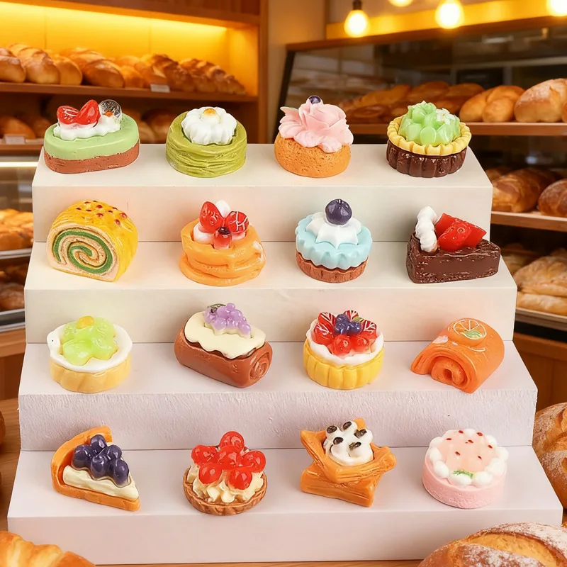 10/20/50/100pcs Resin Artificial Small Cake Models for Dollhouse Decoration Realistic Simulation Cake Props Scene Ornaments Home