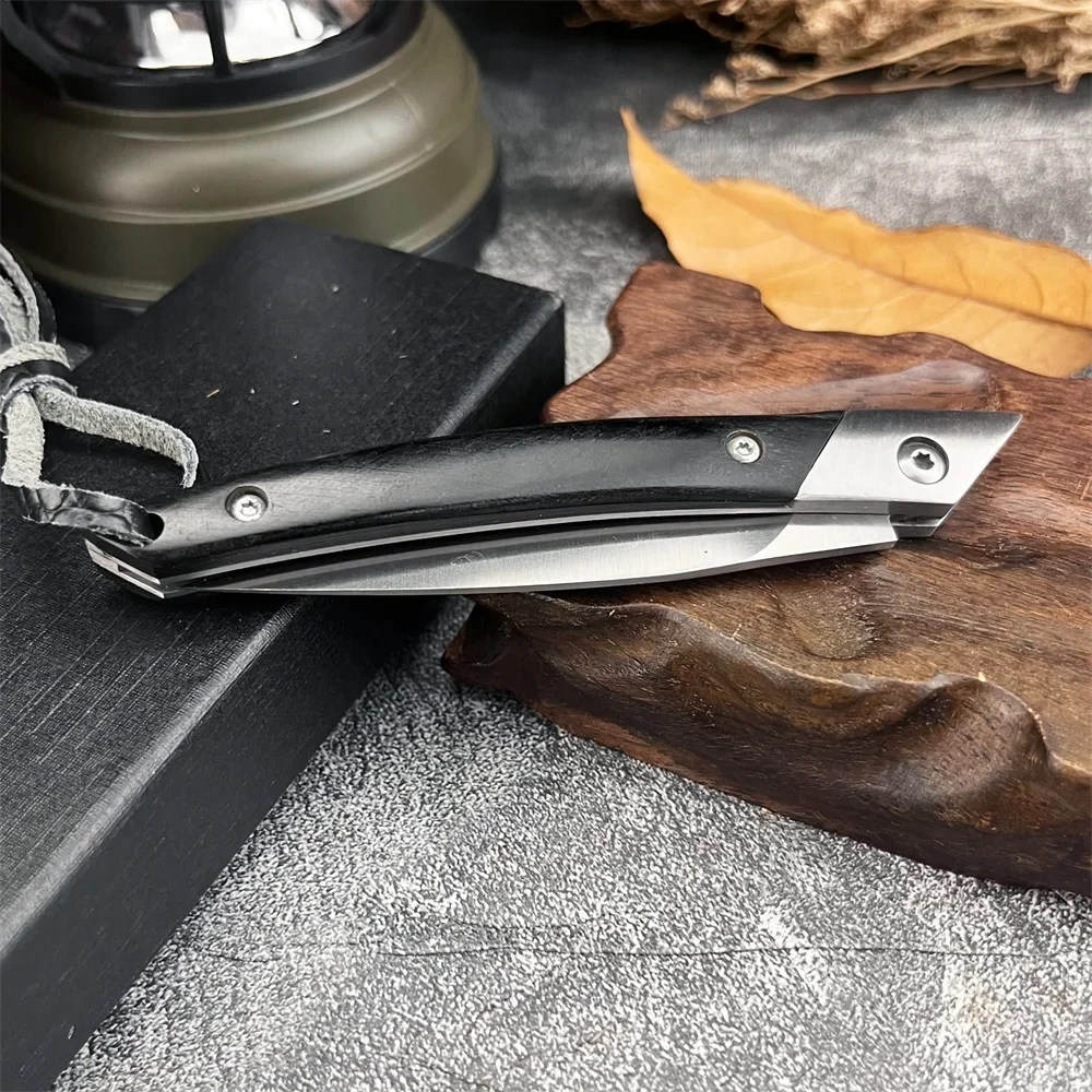 Multifuncional bolso faca dobrável de aço inoxidável d2 lâmina ébano lidar com acampamento ao ar livre aventura escalada faca combate