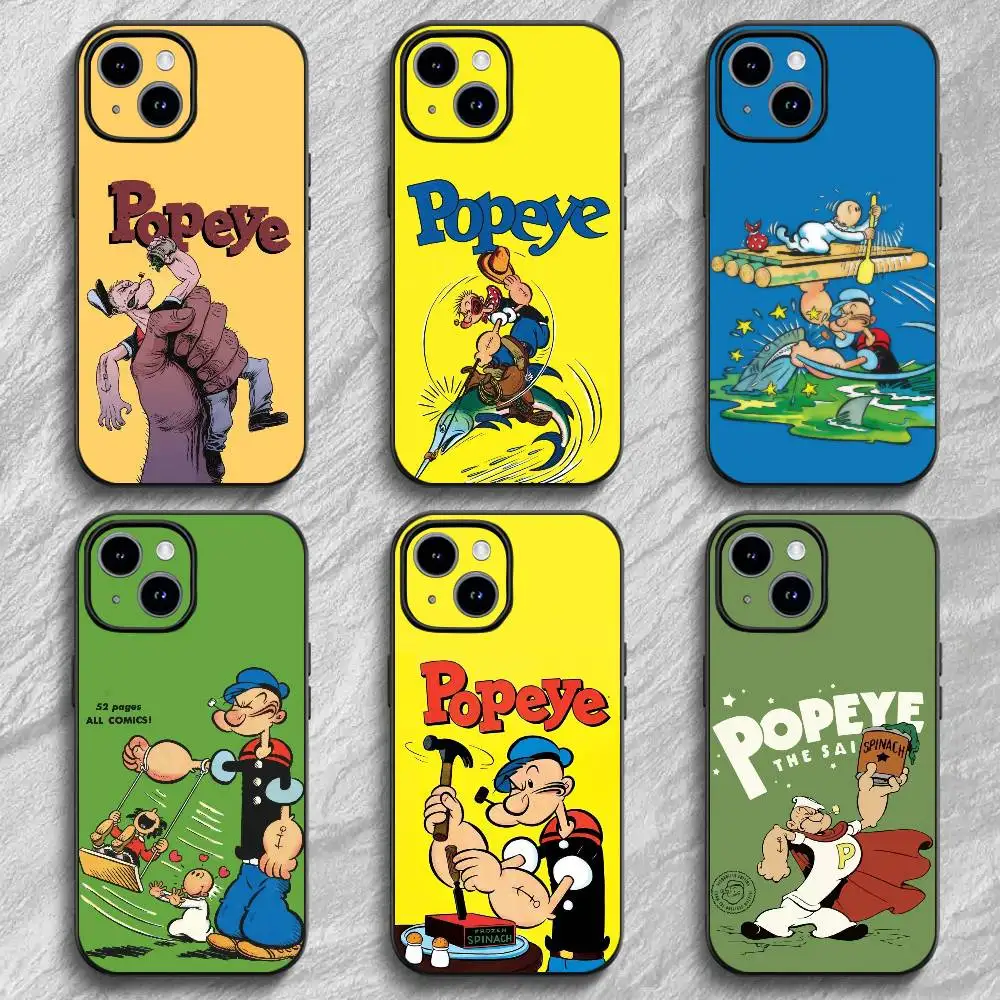 P-Popeye ANIME Capa de telefone para 17 12 13 14 15 16Pro Max Mini Classic Plus Forte atração magnética