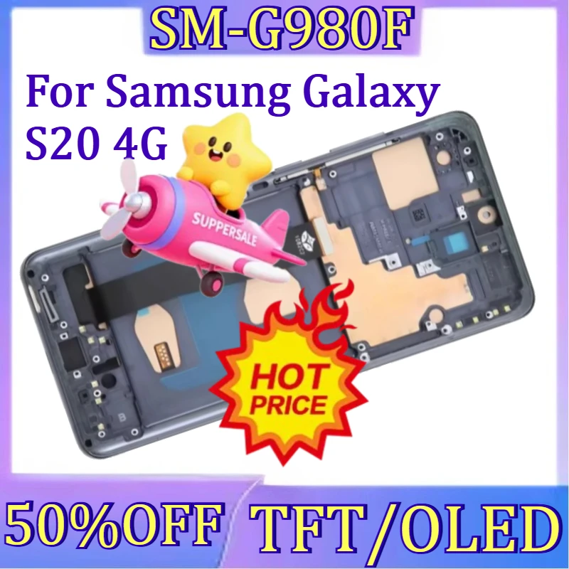 

For Samsumg S20 LCD New TFT/OLED Screen For Samsung Galaxy S20 4G G980 G980F LCD Display Touch Screen Digitizer with Frame