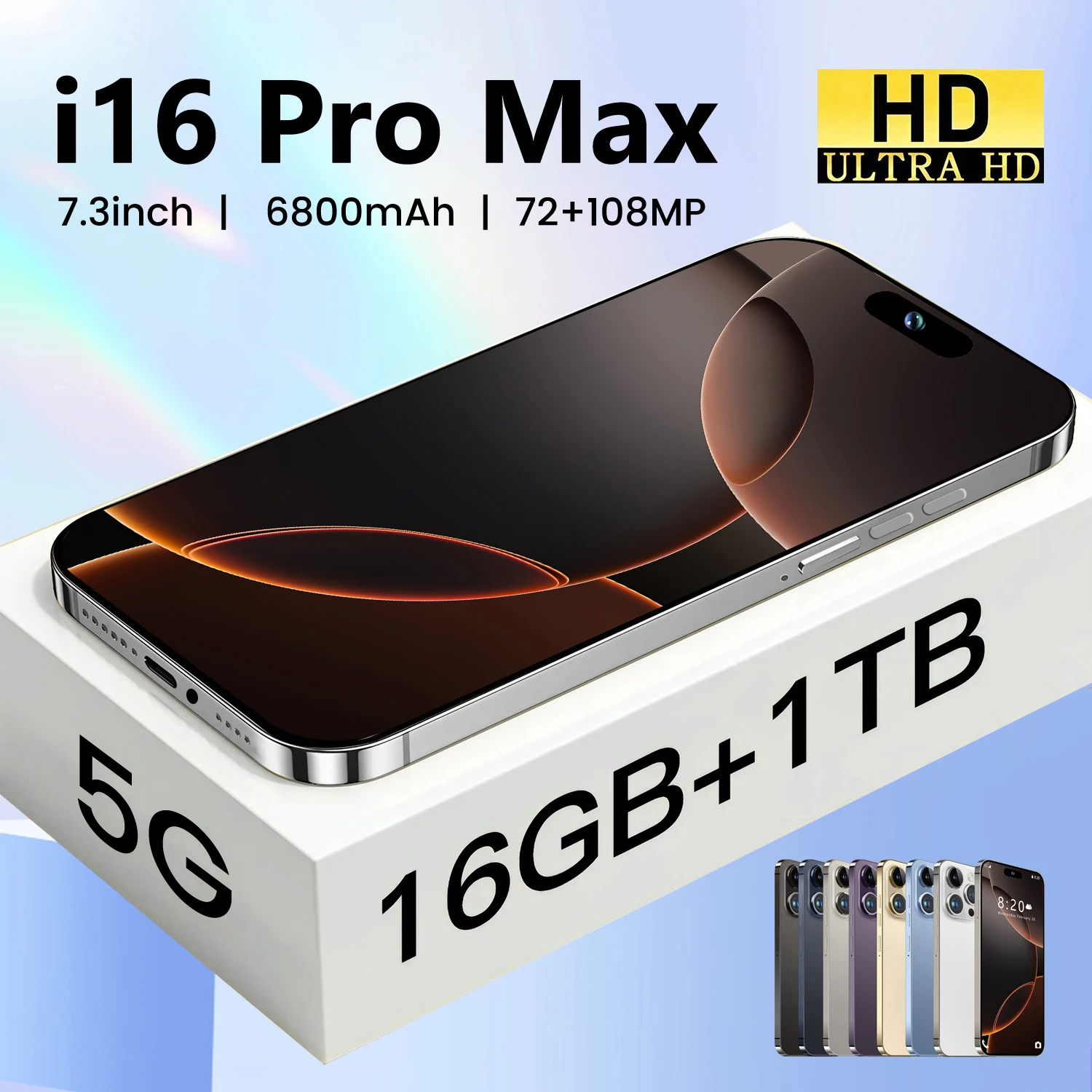 Erleben Sie das Original i16-Telefon 16 Pro Max 5G – Neu 2024 Ankunft 6,7 Zoll 16 GB + 1 TB