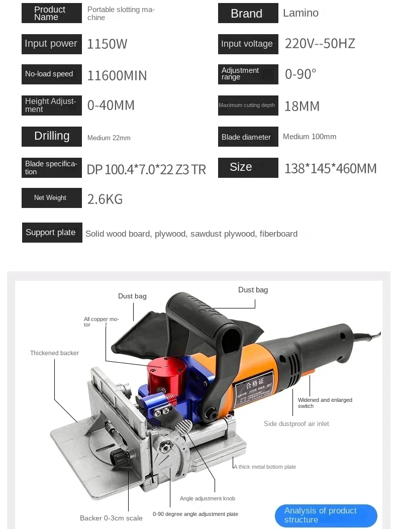 Handheld Ramino Schlitzmaschine Neues Werkzeug Holzbearbeitung Möbel Kleiderschrank Multifunktionaler unsichtbarer Anschluss mit