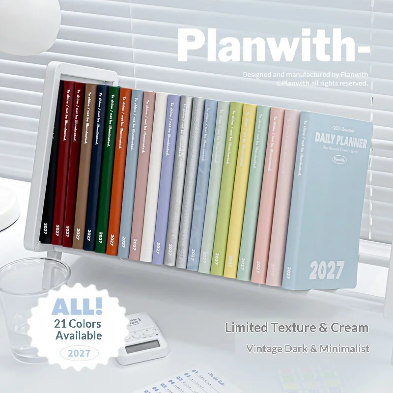 Planwith 2027 Daily Planner Notebook 12 Months Schedule Agenda Book High Aesthetic Notepad For Study Work Daily Organizer