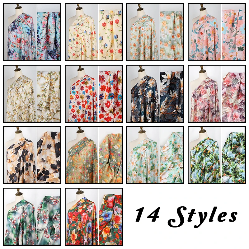 100x140cm 3D-gedruckter Blumen-Rayonstoff DIY Nähen Kleidung Pyjamas Kleider Hosen Nähstoff Weiches Sommermaterial – Detail 1