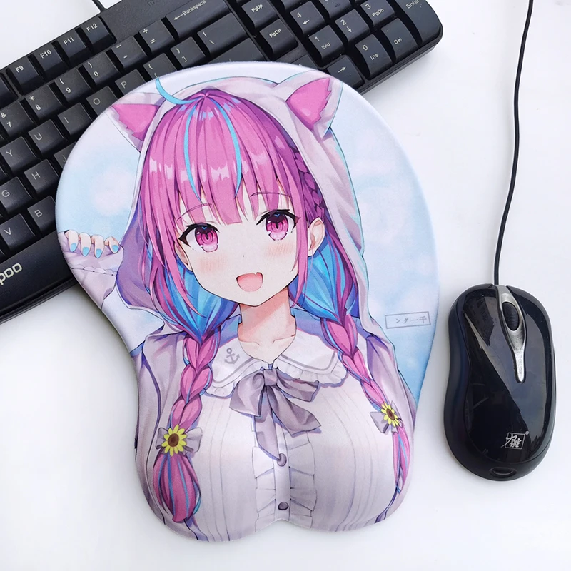 

Anime 3d silicone Butt mouse pad with boobs rest Genshin Gamer oppai for men chest sexy girl customization VTuber Minato Aqua