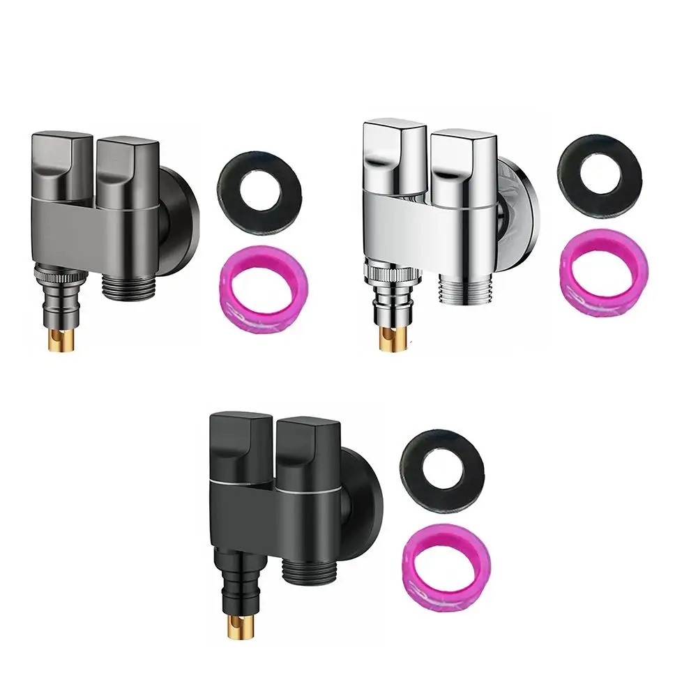 Katup Kontrol Sudut Ganda G1/2 1 Masuk 2 Keluar Untuk Mesin Cuci Dan Toilet Perlengkapan Perbaikan Rumah Untuk Rumah Tangga