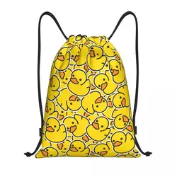 Custom Yellow Classic Rubber Duck Gothic Drawstring Bags for Training Yoga Backpacks Women Men Sports Gym Sackpack