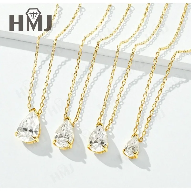 Moissanit-Halskette mit 1/2/3/4 Karat D-Farbe Birnenförmiger Moissanit S925 Vergoldete Kette in Weiß, Gelb oder Roségold für Damen, Verlobung, Alltag und Charme – Detail 26