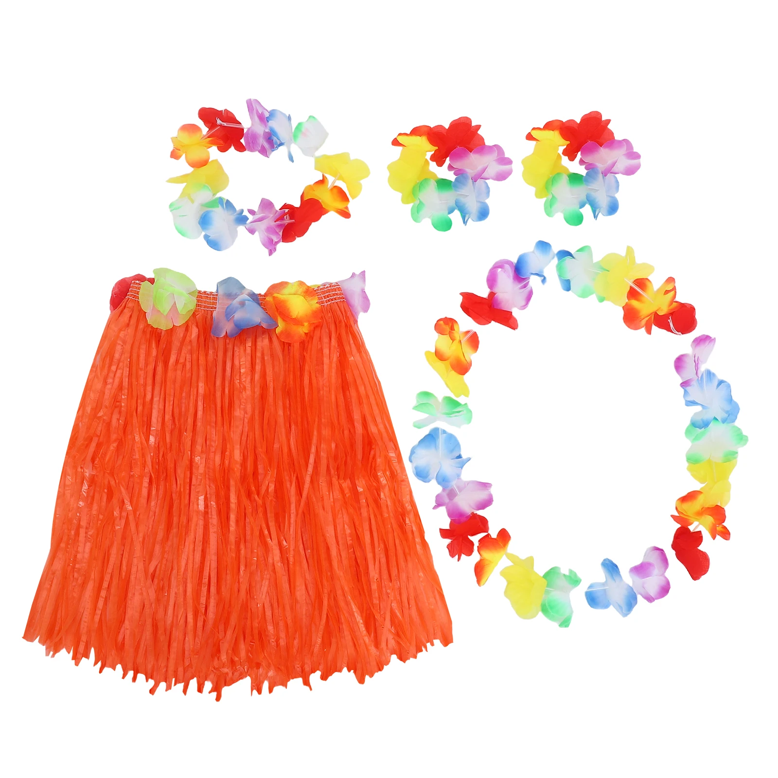 

's Grass Skirt Suit Hawaiian Costume Decorations Party Outfit for Girls Orange Miss