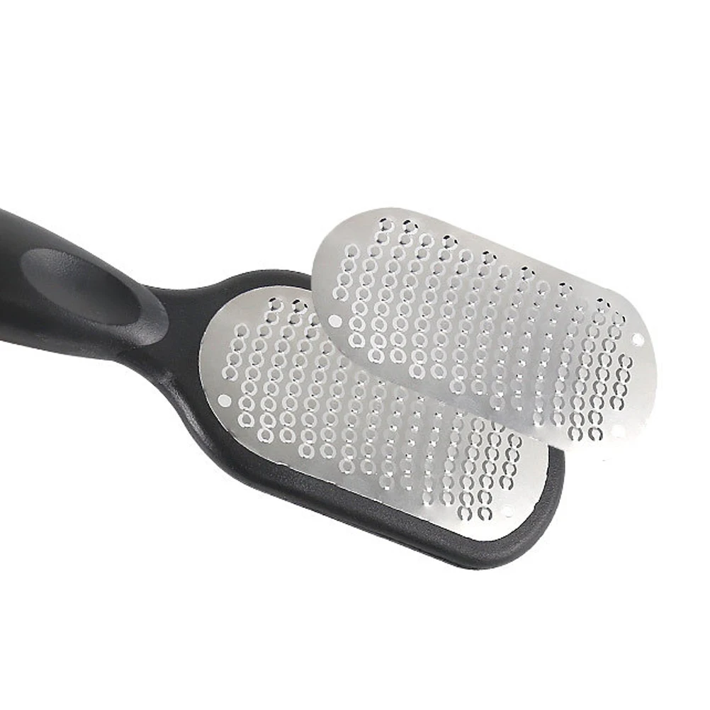 Stainless Steel Foot File Board Black Durable Callus Remover Dead Skin Exfoliating Scrub Tool Plastic Handle Pedicure Nail