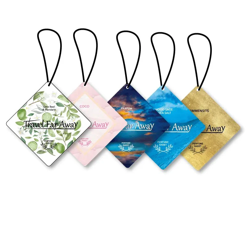 50Pcs Customized Logo Car Air Fresheners Car Perfume Hanging Rearview Mirror Long-Lasting Aromatherapy Car Interior Decoration