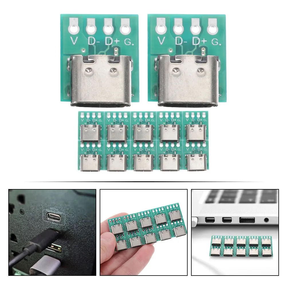 

12pcs Usb 3.1 Splitter Receptacle Adapter Board Diy Pcb Converter For Data Cable Female Connector Hub Adapter Module