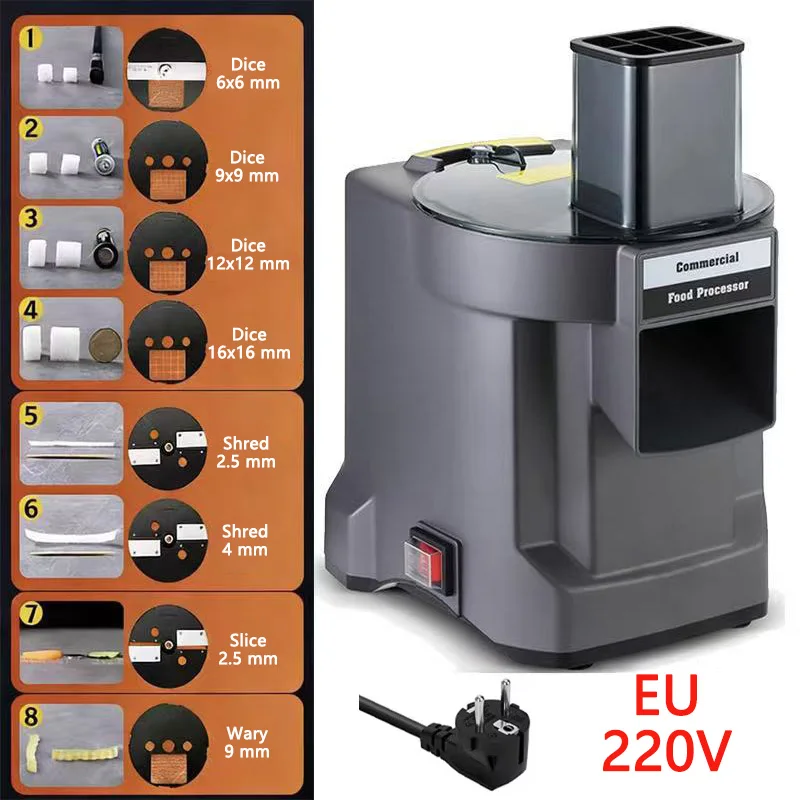 Commerciële Groente Chopper 3-in-1 Multifunctionele Elektrische Snijmachine Wortel Aardappel Slice Shred Blokjes Keukenmachine