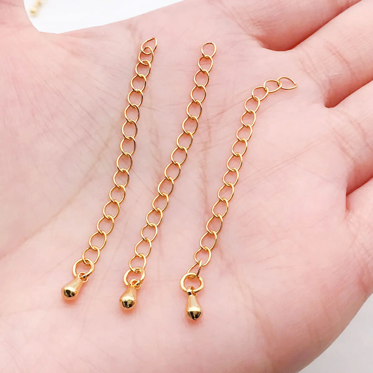 10pcs 5cm 18K Real Gold Plated Brass Extension Chains Bracelet Necklace Extension Tail Chain Connector For DIY Jewelry Making image 4