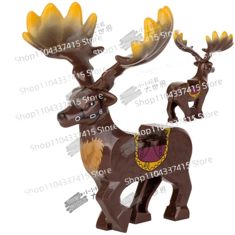 MOC 빌딩 블록 큰 경적 사슴 만화 애니메이션 액세서리 모델 무기 및 장식품 어린이 DIY 장난감 컬렉션 선물