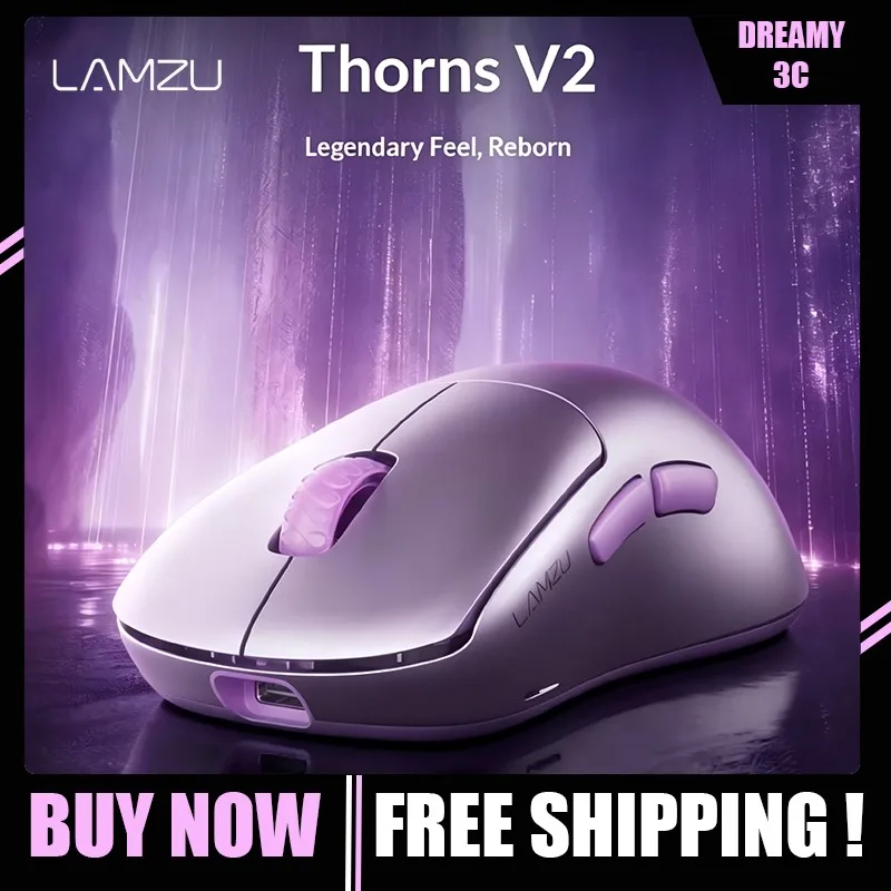 Mouse Gamer Sem Fio LAMZU THORN V2 Dual Mode com Sensor PAW NEXT1, Chip Nordic 54H20, Taxa de Polling de 8K e Iluminação para Gamers de E-Sports
