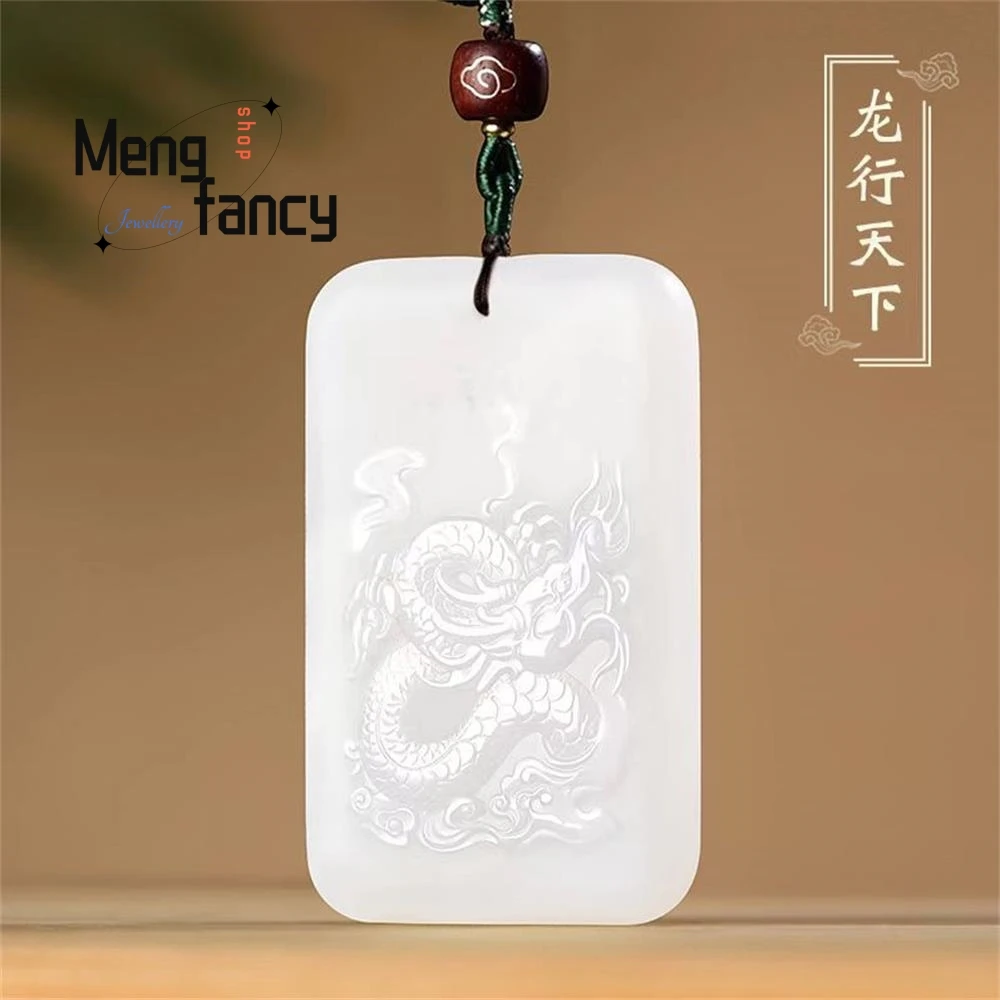 

Natural Hetian White Jade Zodiac Dragon Pendant Exquisite Elegant Simple High-grade Fashion Jewelry Best Selling Holiday Gifts